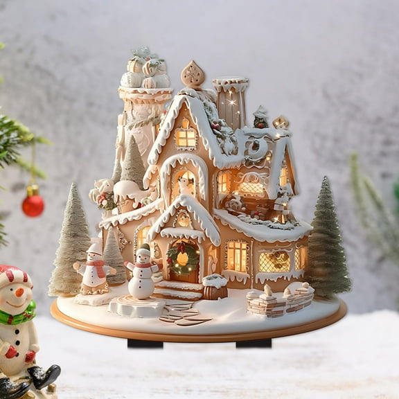 Christmas Snow House Flower Pot Garden Acrylic Decoration, Miniature Holiday Village Scene for Christmas Village Display, Family Gathering Tabletop Decor, Winter Wonderland Prop for Mantel Akmoler