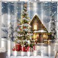 Christmas Snow Scene Shower Curtain Festive Holiday Decor with Snowy