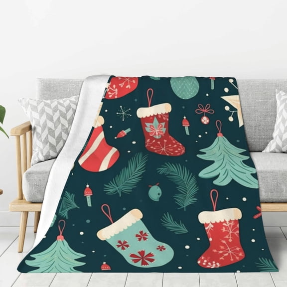 Christmas Snow Socks (3) Throw Blanket for Stylish Warm Winter Cabin Ultra-Soft Micro Fleece Blanket, Premium Microfiber, Silky Soft, Plush, Warm and Lightweight for Couch, Sofa, Bed - 40"X30"