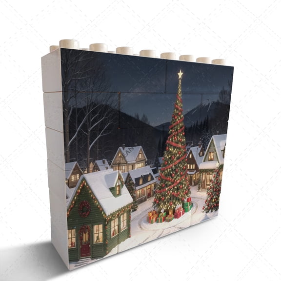 Christmas Snow Town Picture Gift for Woman, Men, Workers, Friends, Creative Desk Sign Decorations for Home Office Desk Bar Cubicle Table Shelf Plaque Sign Decor