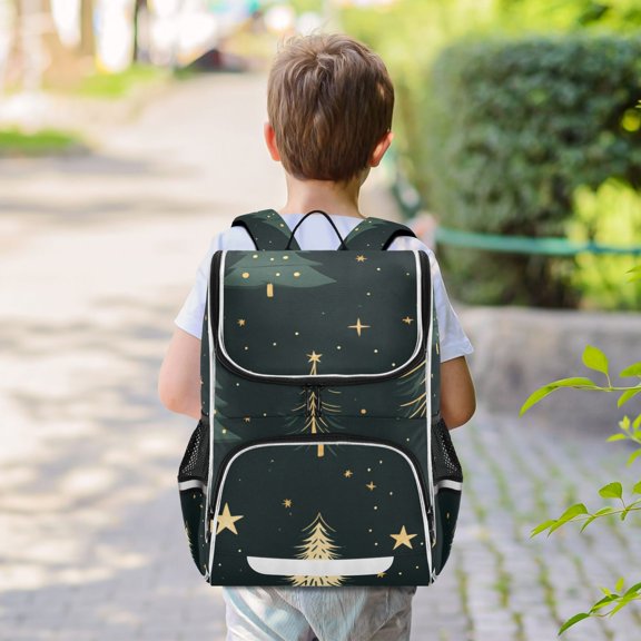 Christmas Snow Trees Backpack Big Laptop Backpack Casual Daypack Quilted Large Capacity Large Bookbags