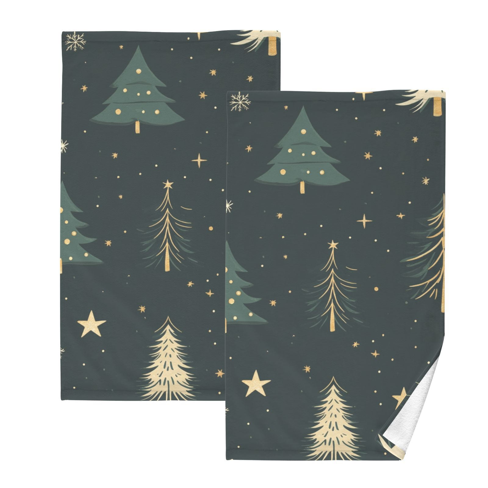 Christmas Snow Trees Hand Towels Cotton Bath Towels Large Face Towels Absorbent for Bathroom 2 Packs