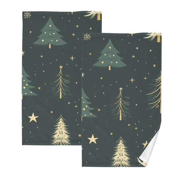 Christmas Snow Trees Hand Towels Cotton Bath Towels Large Face Towels Absorbent for Bathroom 2 Packs