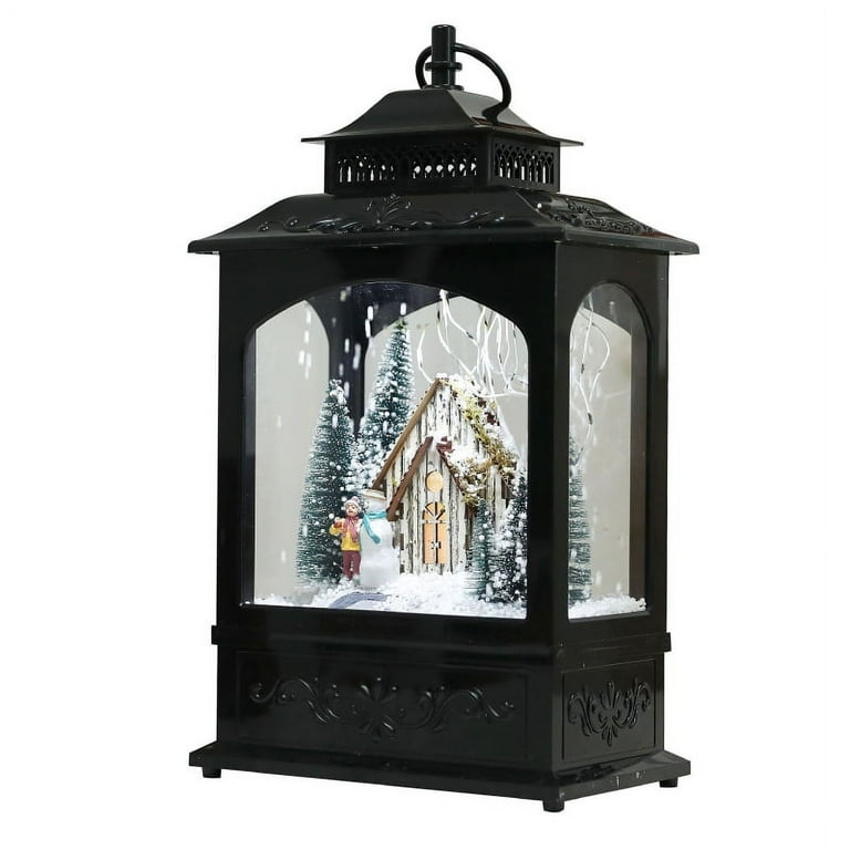 10.3-Inch Tall Metal School House Lantern with LED Candle and 5-hour Time Feature 10.3-Inch Tall Metal School House Lantern with LED Candle and 5-hour Time Feature