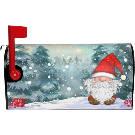 Christmas Snowfall Gnome Magnetic Mailbox Covers, Mail Wraps Garden Yard Home Decor for Outdoor Standard Size 21" Lx 18" W…