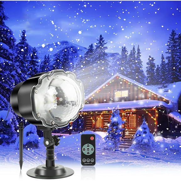 Christmas Snowfall Projector Lights, Waterproof Indoor Outdoor White Snow Spots Projector with RF Remote & Timer for Near Year Holiday Party Wedding Decor