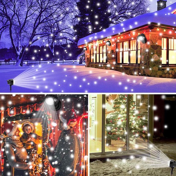 Christmas Snowfall Projector Lights, Waterproof Indoor Outdoor White Snow Spots Projector with RF Remote & Timer for Near Year Holiday Party Wedding Decor