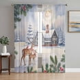 thumbnail image 1 of Christmas Snowfields Sheer Curtains 72 Inch Length 2 Panels Set, Winter Elk Cardinal Xmas Tree Branch Voile Window Treatment Curtains Sheers Drapes for Bedroom/Living Room/Kitchen 52"x72"x2, 1 of 7