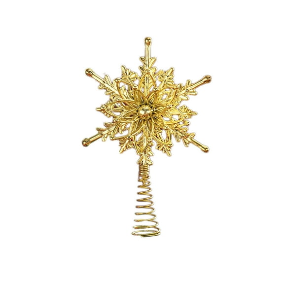 Christmas Snowflake 5 inch Gold Glittered Filigree Christmas Star Snowflake Tree Topper Star for Small/Mini X'Mas Tree/Home Decor/Christmas Table/Shelf Ornaments (Gold)