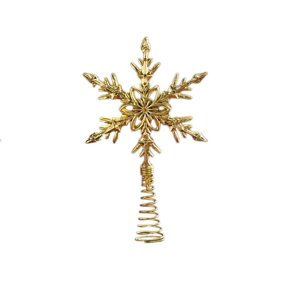 Christmas Snowflake 5 inch Gold Glittered Filigree Christmas Star Snowflake Tree Topper Star for Small/Mini X'Mas Tree/Home Decor/Christmas Table/Shelf Ornaments (Gold)