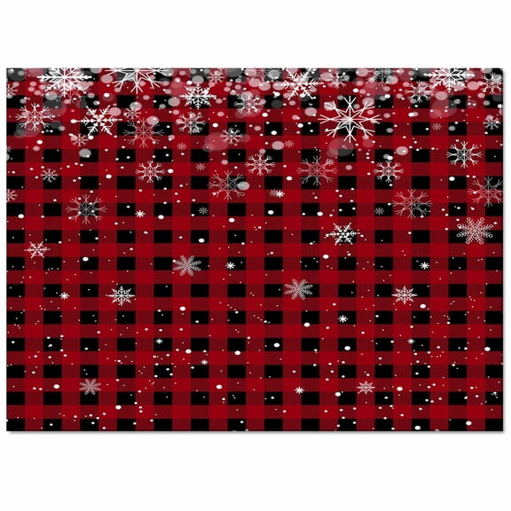 Christmas Snowflake Area Rug 5x7ft Black and Red Buffalo Plaid Non-Slip Washable Square Rugs Soft Felt Indoor Floor Mat for Bedroom Kitchen Living Room Bathroom