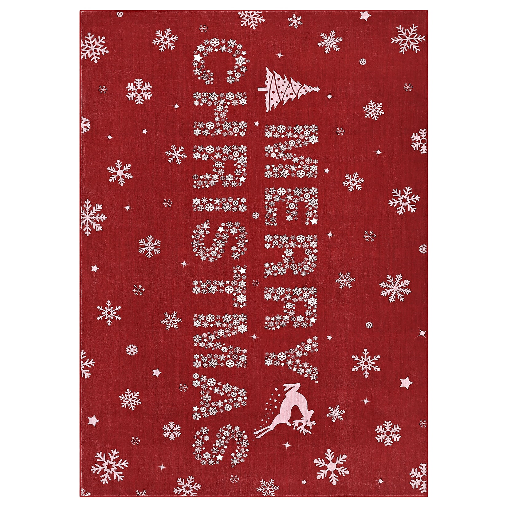 Christmas Snowflake Area Rug Red 3'x5' Rug Washable Non Slip Winter ...