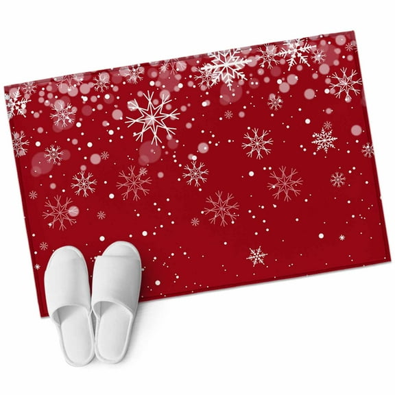 Christmas Snowflake Area&nbsp;Rug 2x3ft Red Gradient Non-Slip&nbsp;Washable Square&nbsp;Rugs Soft Felt Indoor Floor Mat for Bedroom Kitchen Living Room Bathroom