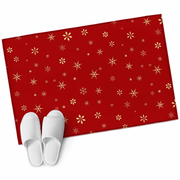 Christmas Snowflake Area&nbsp;Rug 2x3ft Winter Red Retro Texture Non-Slip&nbsp;Washable Square&nbsp;Rugs Soft Felt Indoor Floor Mat for Bedroom Kitchen Living Room Bathroom