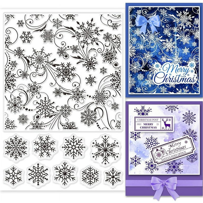 Christmas Snowflake Background Clear Stamps for DIY Scrapbooking Snowflake  Lace Border Silicone Clear Stamp