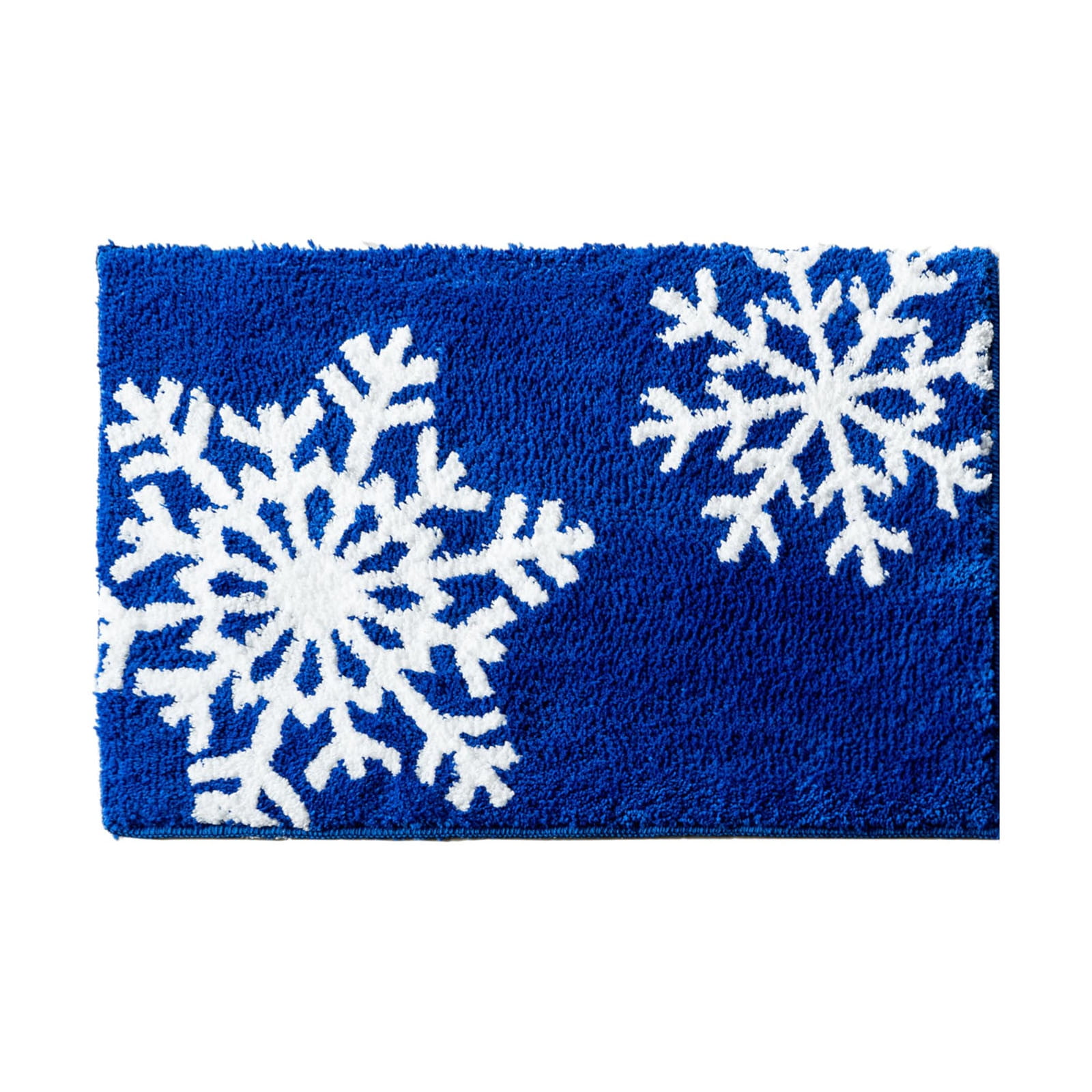 Christmas Snowflake Bath Mat, Soft Absorbent Bath Rug with Non- Back, Plush Winter Bathroom Carpet for Shower Tub Sink Floor Decor