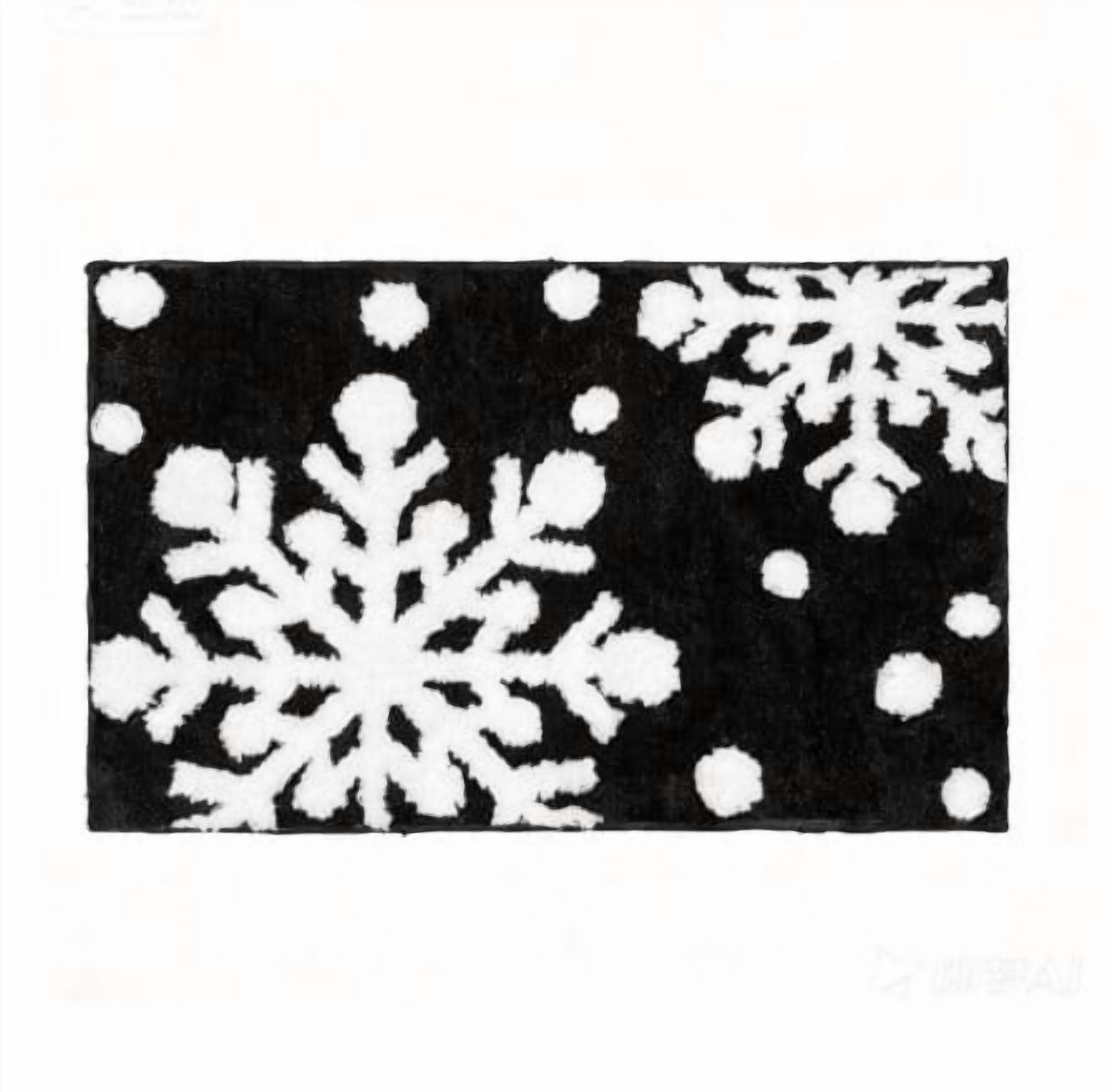 Christmas Snowflake Bath Mat, Soft Absorbent Bath Rug with Non- Back, Plush Winter Bathroom Carpet for Shower Tub Sink Floor Decor