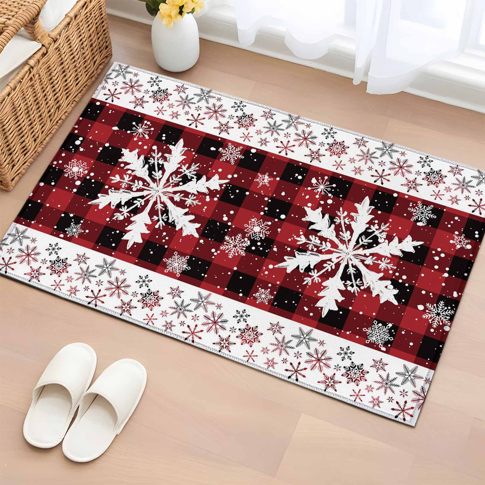 Christmas Snowflake Bathroom Rug Washable 2x3 Entryway Rug Non Slip ...