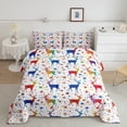 thumbnail image 1 of Christmas Snowflake Bedding Comforter Sets Christmas Bedding Reindeer Print Comforter Set for Teens Youth, Traditional Xmas Celebration Rainbow Deer Duvet Insert Bedroom Decor, Queen, 1 of 7