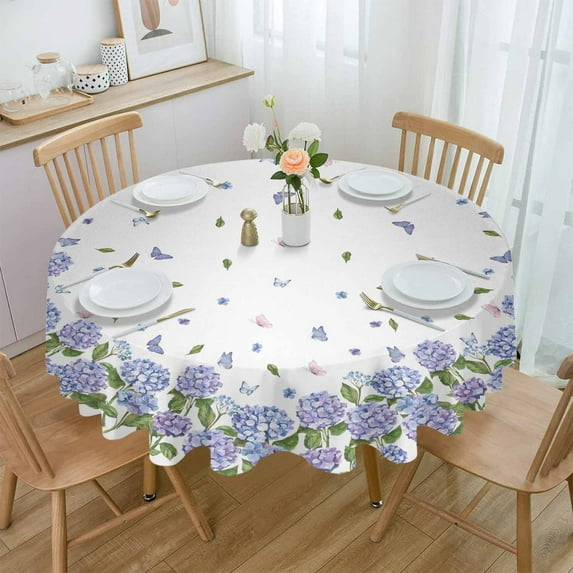Christmas Snowflake Blue Round Tablecloth Waterproof Wedding Decor Table Cover Christmas Party Decorative Tablecloth