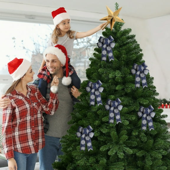 Christmas Snowflake Bow Decoration 30x23cm Polyester Pink Blue Red Gold Silver Adjustable Hanging Holiday Gift Box Door Fireplace Tree Topper Festive Ambiance Ornament