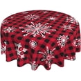 thumbnail image 1 of Christmas Snowflake Buffalo Plaid Round Tablecloth 60 inch Winter Xmas Table Cloths Cover Mat Washable Table Covers Red Tablecloth Home Parties Holiday Dinner Party Dining Room Table Decor, 1 of 6