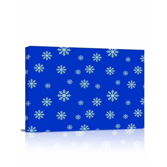 Christmas Snowflake Canvas Print Wall Art Winter Simple Blue Bottom Pictures Painting Morden Artwork for Living Room Bedroom, Ready to Hang - 12"x16"
