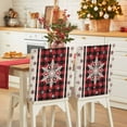 thumbnail image 1 of Christmas Snowflake Chair Covers Set of 1 Red Beige Buffalo Plaid Winter Snow Chair Back Covers Stretch Removable Washable Slipcovers Protector for Dining Room Kitchen Party Decor, 1 of 5