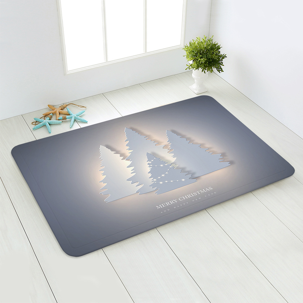Christmas Snowflake Christmas Tree Floor Mat Flannel Carpet Soft Anti