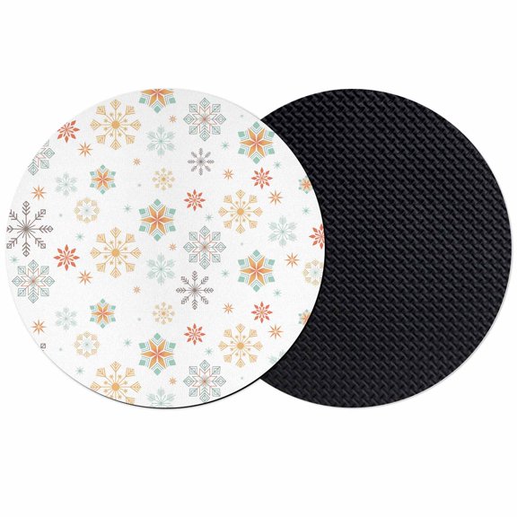 Christmas Snowflake Coasters Set of 2, Absorbent Coasters for Drinks, Xmas Yellow Teal Snow Winter Holiday Coaster for Desk Coffee Table Protection, Home Decor House Warming Gifts 4"