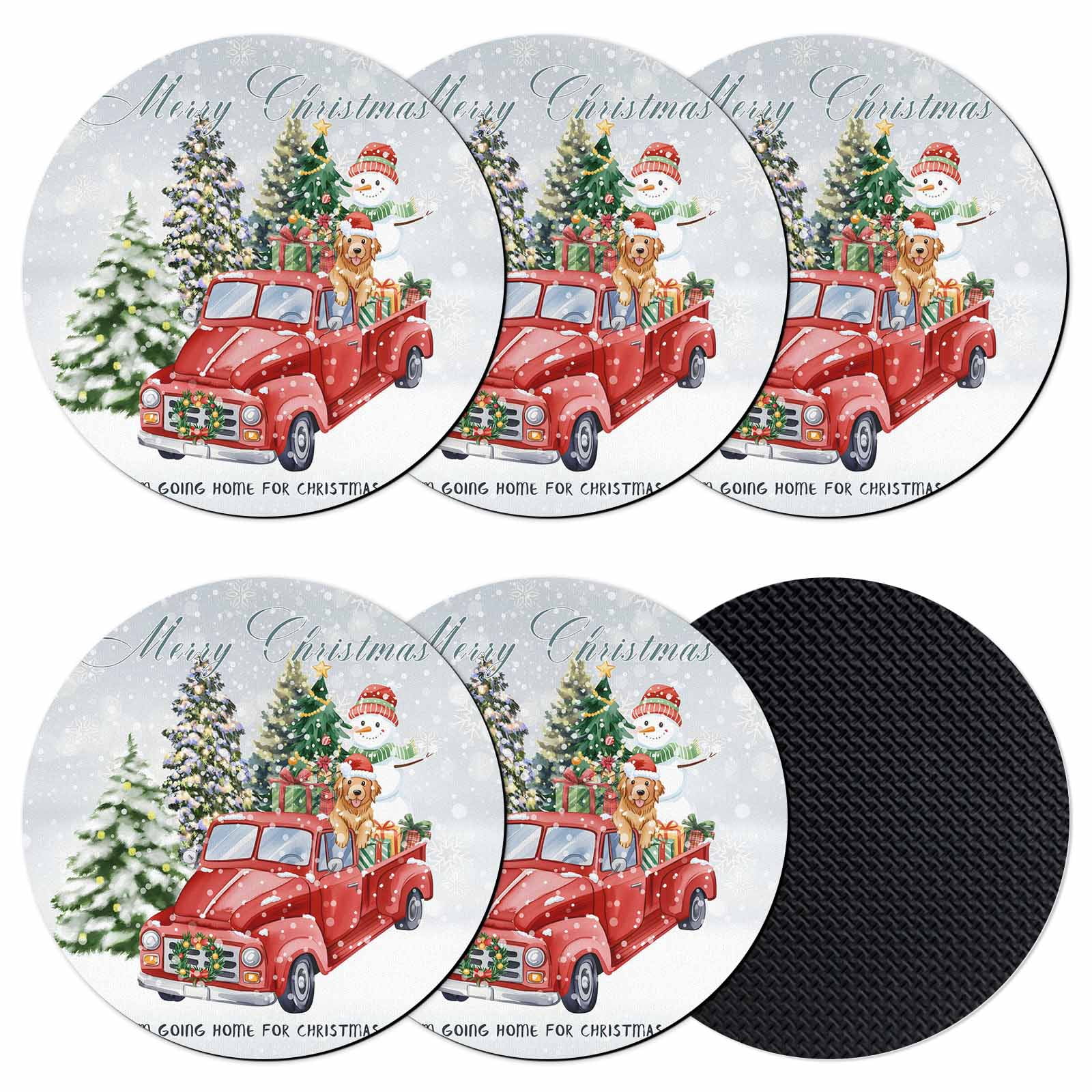 Christmas Snowflake Coasters Set of 6, Absorbent Coasters for Drinks ...