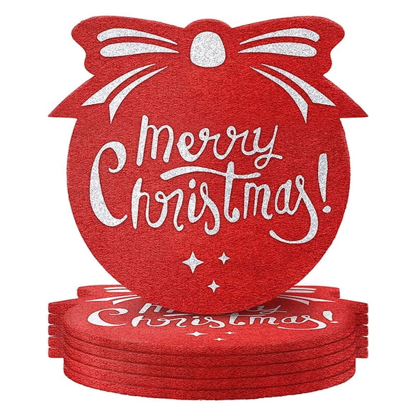 Christmas Snowflake Coasters6 Pack Apple Design Coasters Felt Cup Mats Wine Tea Coffee Mats, Decoration for Christmas Party Winter Holiday Wedding Dinner (Apple Style)
