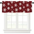 thumbnail image 1 of Christmas Snowflake Curtain Valances For Kitchen Window 54x18 Inch Xmas Winter Red Black Buffalo Plaid Rod Pocket Valance Windows Treatments 1 Panel Holiday Curtains for Bathroom Living Room Decor, 1 of 6