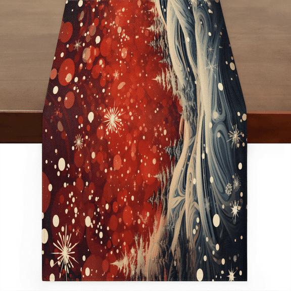 Christmas Snowflake Decoration Table Runner Rustic Linen Table Cloth for Farmhouse Kitchen, Dinner, Events, Party, Boho Holiday Table Decor 13 x 36 Inches