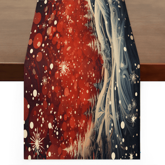 Christmas Snowflake Decoration Table Runner Rustic Linen Table Cloth for Farmhouse Kitchen, Dinner, Events, Party, Boho Holiday Table Decor 13 x 48Inches Autumn, Thanksgiving, Christmas
