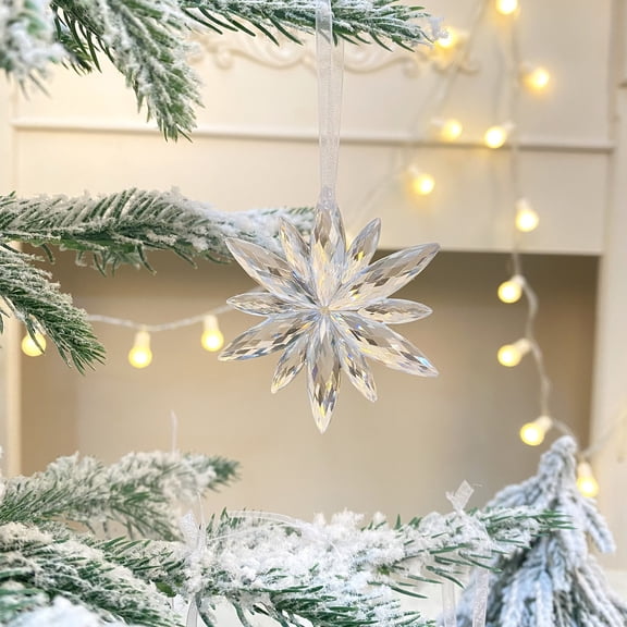 Christmas Snowflake Decorations, Clear Snowflake Ornaments Hanging Pendants For Christmas Tree Holiday Party Winter Scene Home Décor Festive Decoration