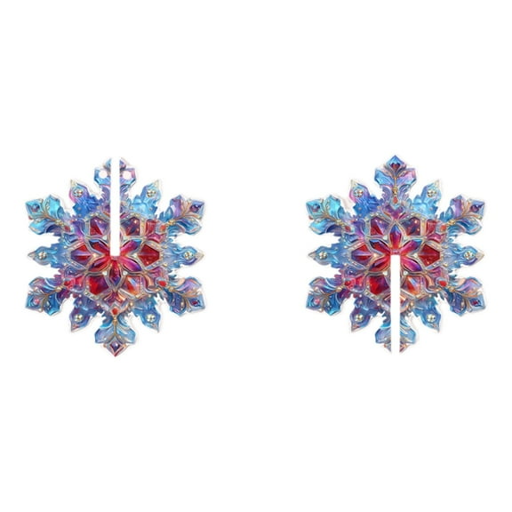 Christmas Snowflake Decorations Hanging,2D Rainbow Snow Flakes Christmas Ornaments 3D Holographic Garland Paper Snowflakes for Frozen Party Winter
