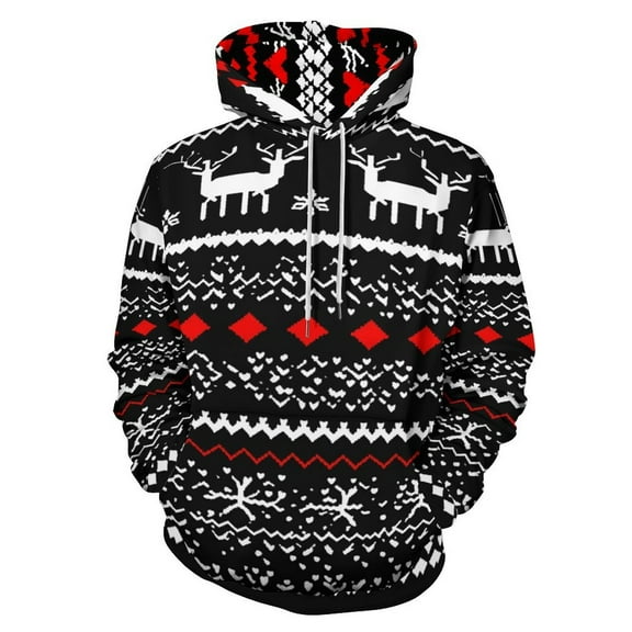 Christmas Snowflake Deer 3D Print Hoodie Men Women Autumn Thin Pullover Sweatshirt Vintage Streetwear Tops