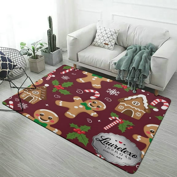 Christmas Snowflake Deer Carpet Soft Comfy Rug for Home Living Room Bedroom Area Rug Non-slip Doormat Decor