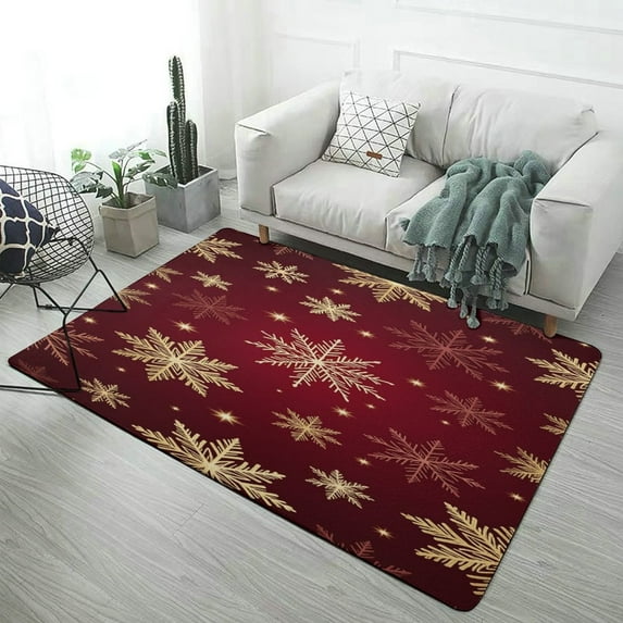 Christmas Snowflake Deer Carpet Soft Comfy Rug for Home Living Room Bedroom Area Rug Non-slip Doormat Decor