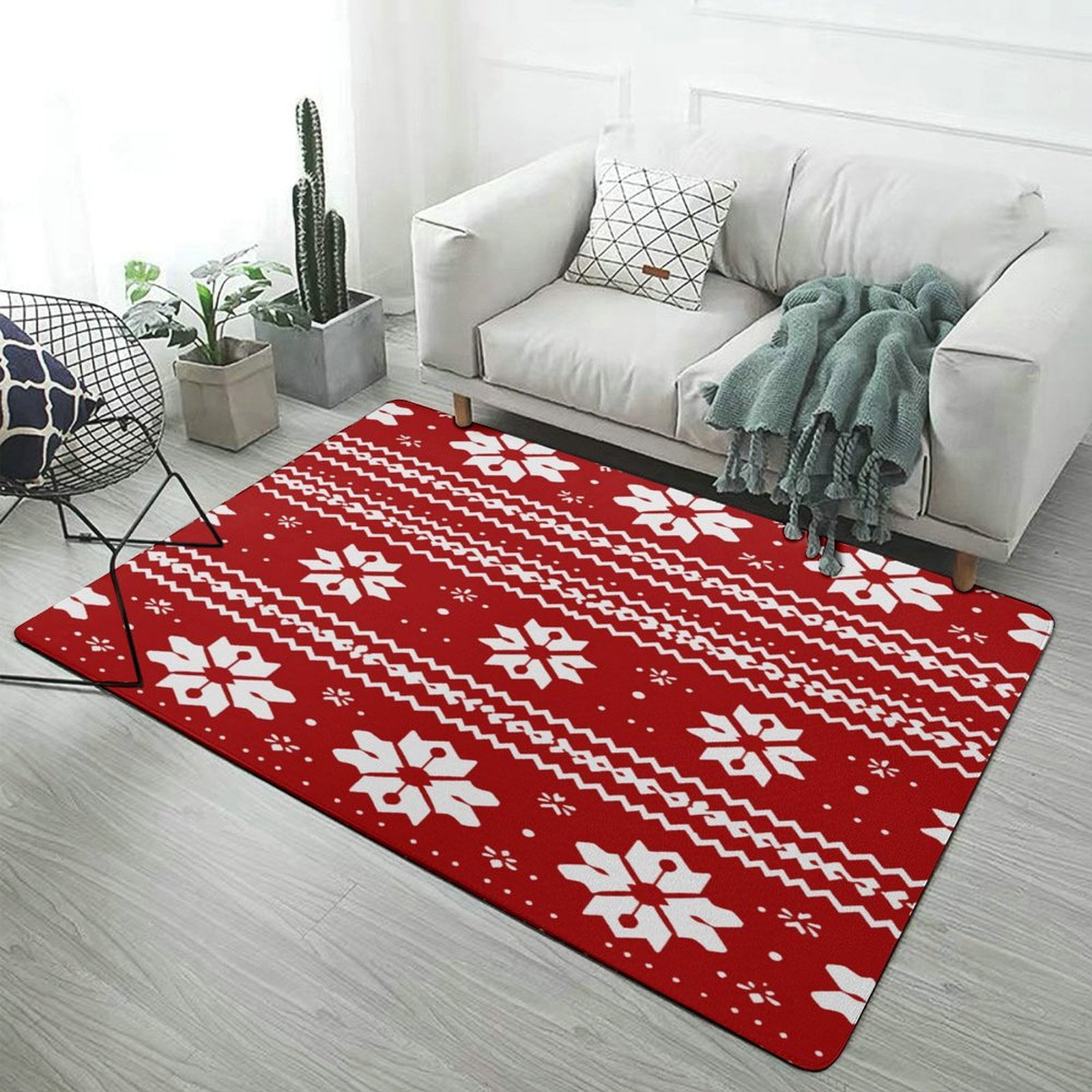 Christmas Snowflake Deer Carpet Style Living Room Bedroom Soft Comfy ...