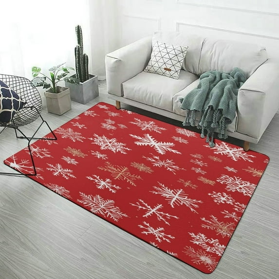 Christmas Snowflake Deer Carpet for Home Decoration Soft Comfy Rugs for Bedroom Living Room Bathroom Entrance Non-slip Comfort Mat