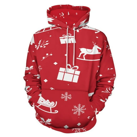 Christmas Snowflake Deer Men's Women Vintage 3D Hooded Sweatshirt - All-Season Loose Fit Streetwear