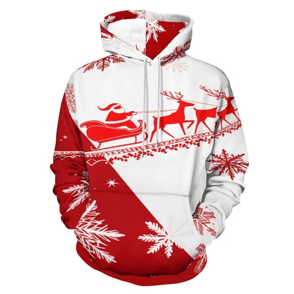 Christmas Snowflake Deer Men's Women Vintage 3D Hooded Sweatshirt - All-Season Loose Fit Streetwear