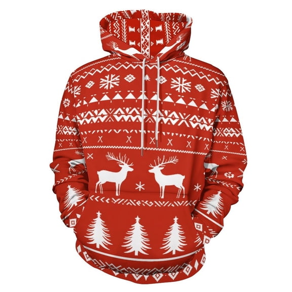 Christmas Snowflake Deer Men's Women Vintage 3D Hooded Sweatshirt - All-Season Loose Fit Streetwear