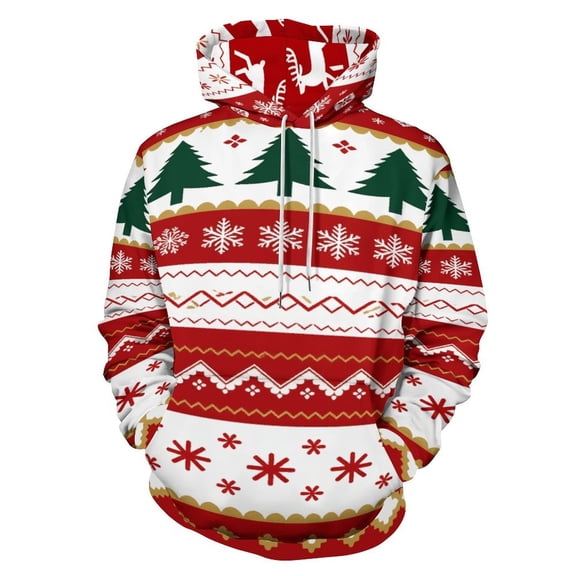 Christmas Snowflake Deer Men's Women Vintage 3D Hooded Sweatshirt - All-Season Loose Fit Streetwear