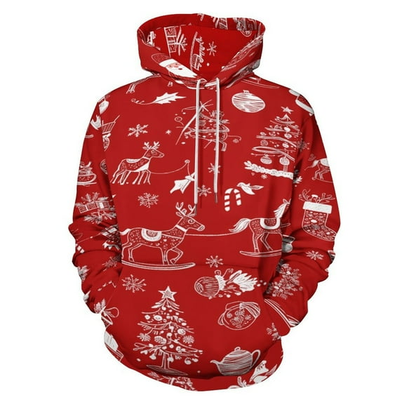 Christmas Snowflake Deer Men's Women Vintage 3D Hooded Sweatshirt - All-Season Loose Fit Streetwear