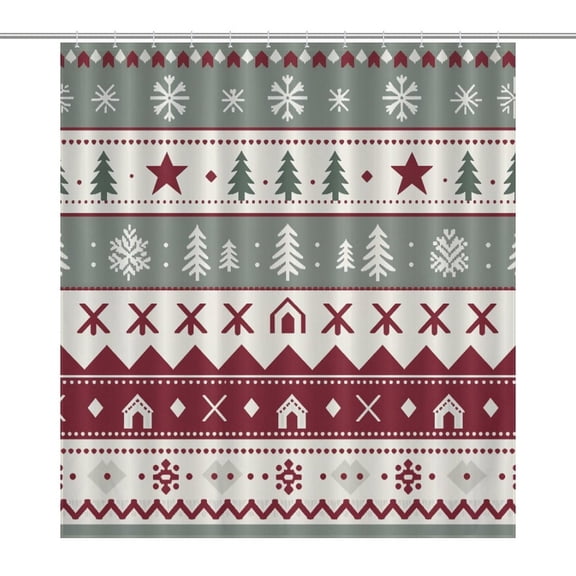 Christmas Snowflake Deer Shower Curtain Ornament Bathroom Curtains with Fabric Bathroom Decor