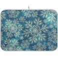 thumbnail image 1 of Christmas Snowflake Dish Drying Mat for Kitchen Counter, Ultra Absorbent Reversible Microfiber Dishes Drying Rack Pad Heat-resistant Mats 16x18in, 1 of 7