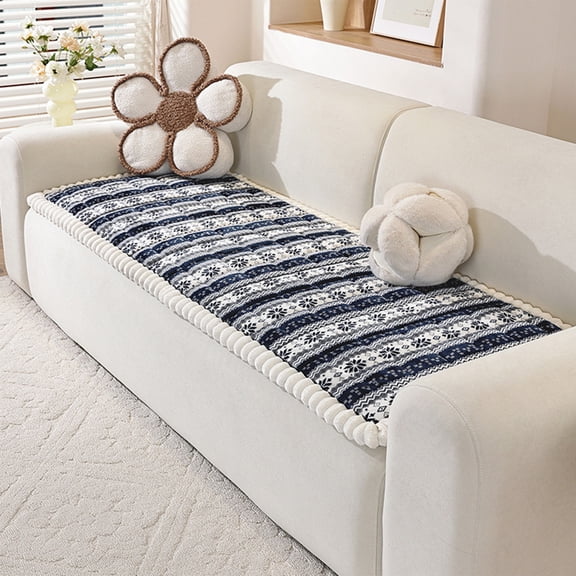 Christmas Snowflake Flannel Sofa Cushion - 27.5×27.5in Thickened Winter Warm Pet-Friendly Non-Slip Mat, Festive Decor for Sofa, Living Room & Holiday Home Decoration